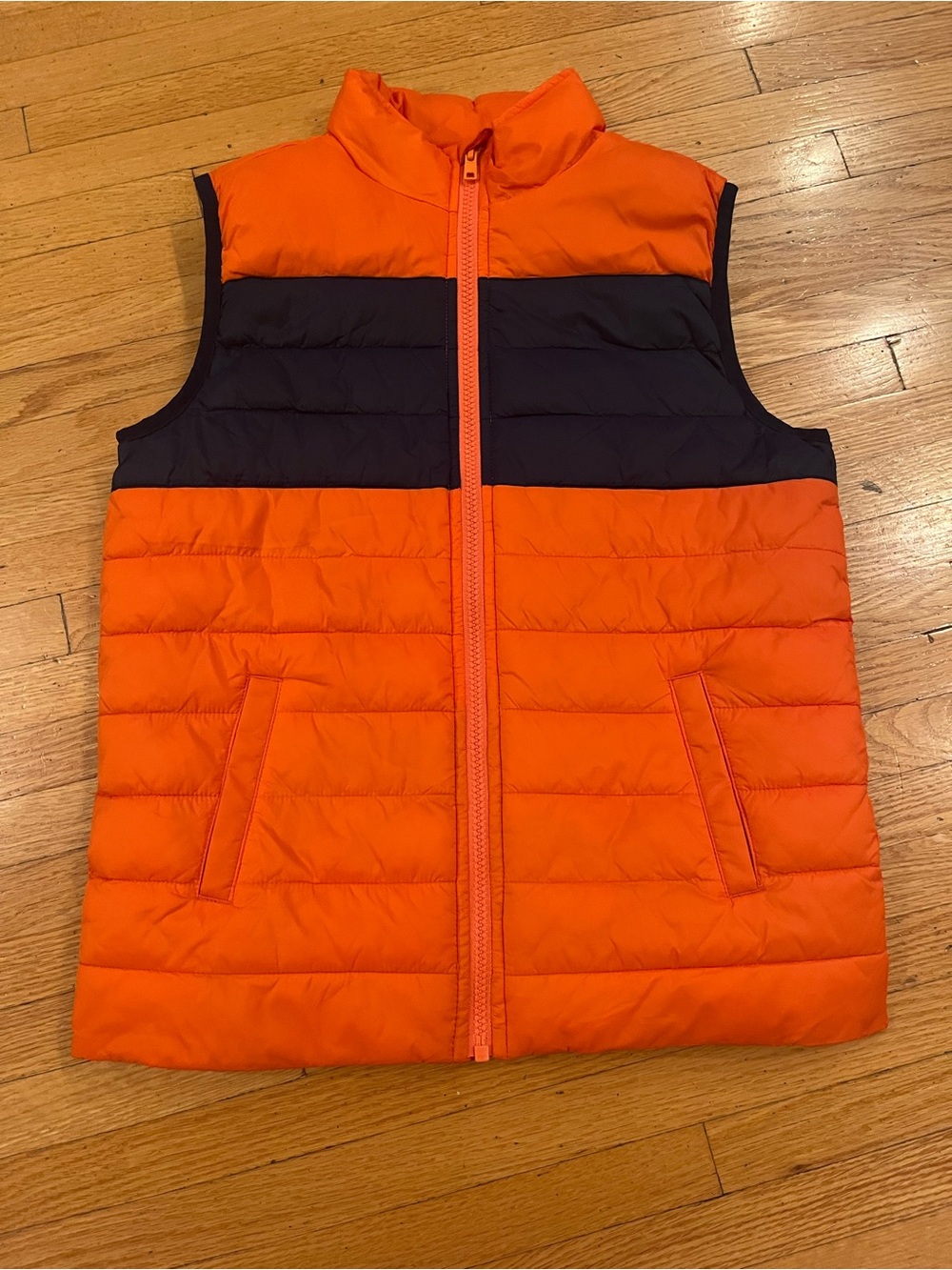 Janie and Jack - Kids Orange & Navy Puffer Vest - Boy’s size 10 to 12